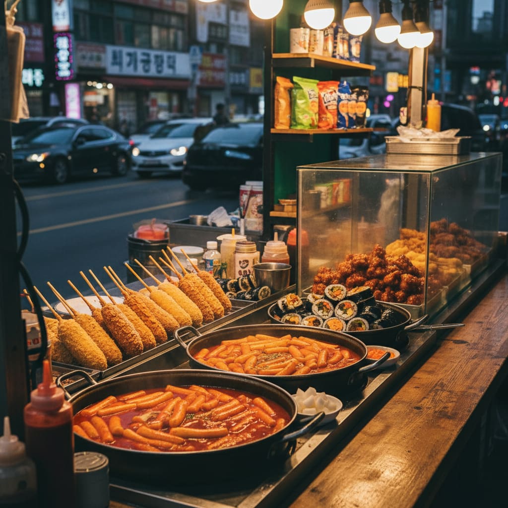 Mostrador de comida callejera coreana
